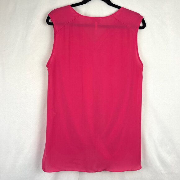 Laundry by Shelli Segal Sleeveless Drape Blouse Women’s Large Hot Pink V-Neck - Picture 8 of 15